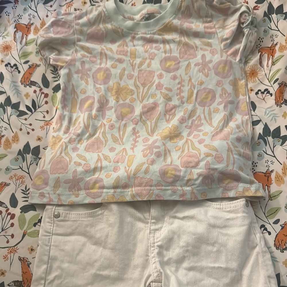 Floral Kids Shirt - Pastel Pink and Yellow